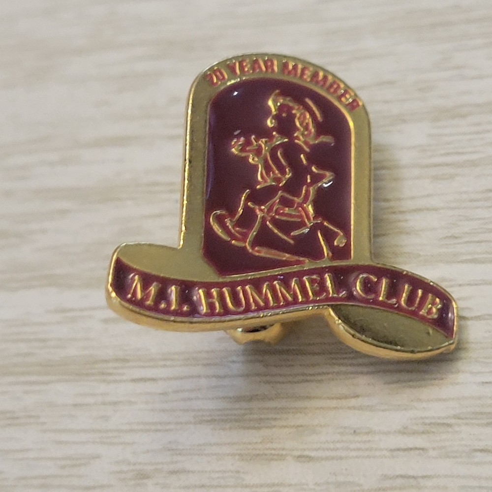 M.J. Hummel Club Gold and Burgundy Pin 20 year